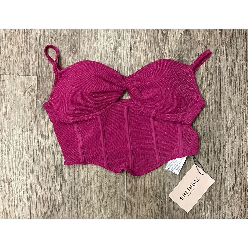 SHEIN Bae Small Pink Sparkle Crop Top New
